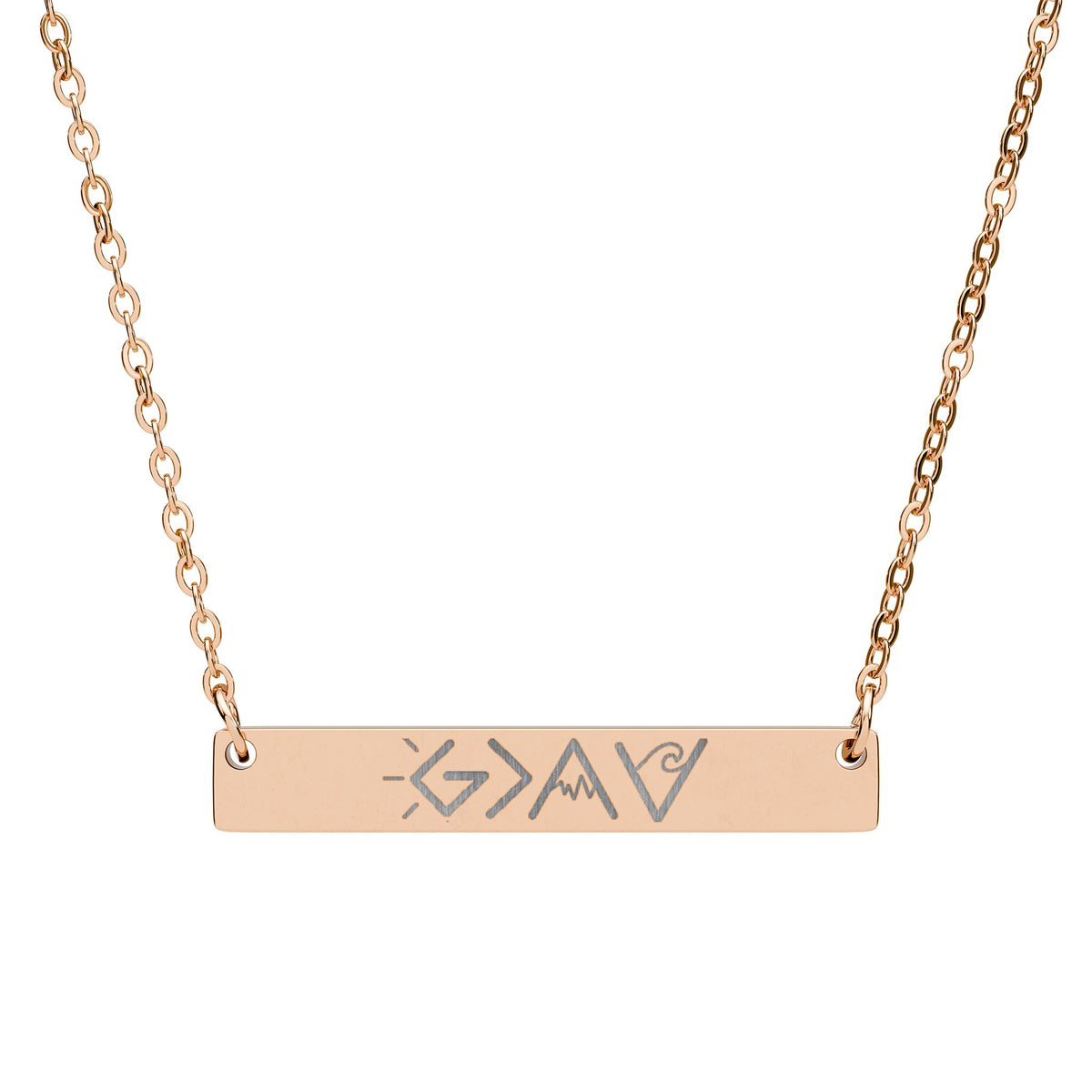 God is Greater… Horizontal Bar Necklace (Engraving)