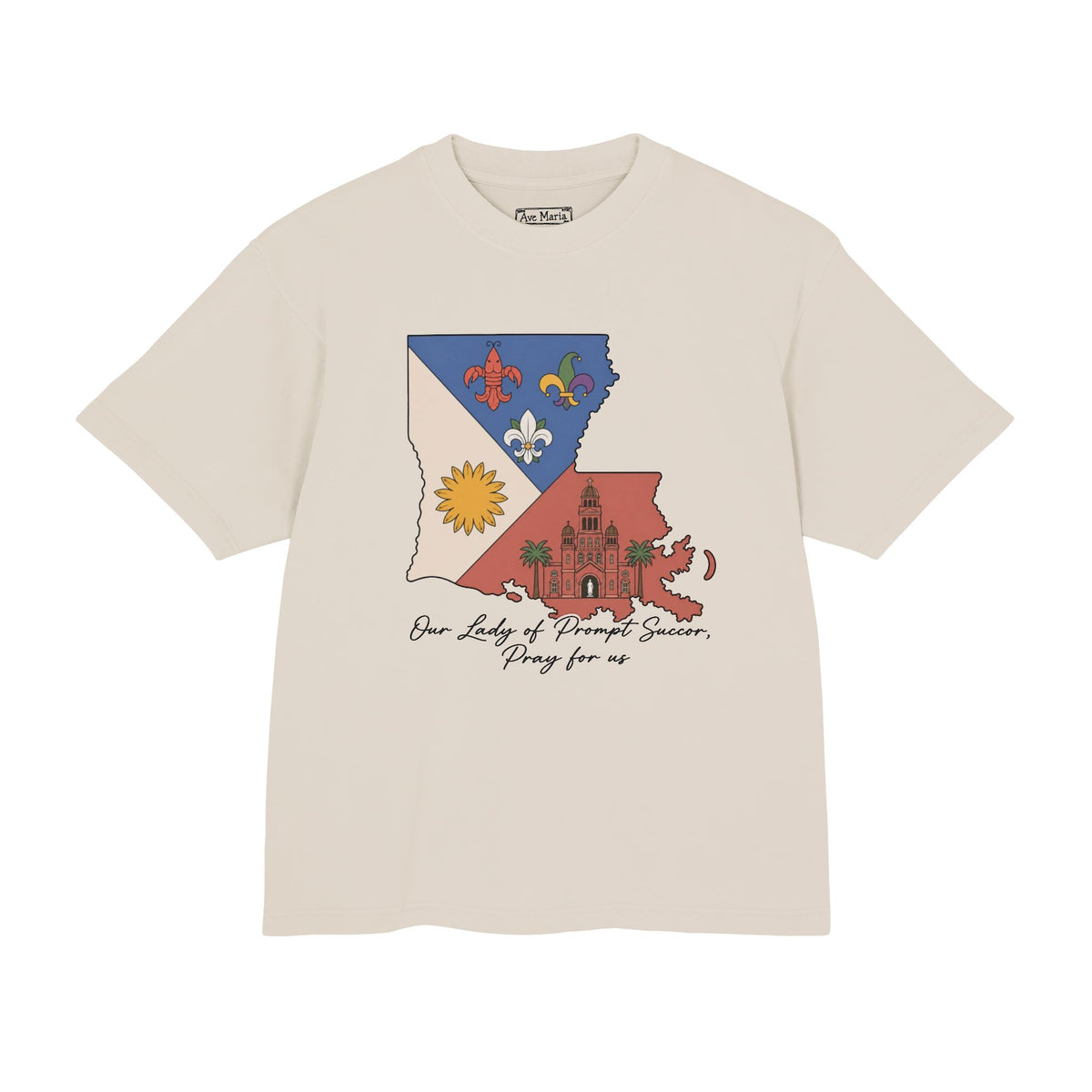 Louisiana Acadian Flag - 100% Cotton Boxy Tee