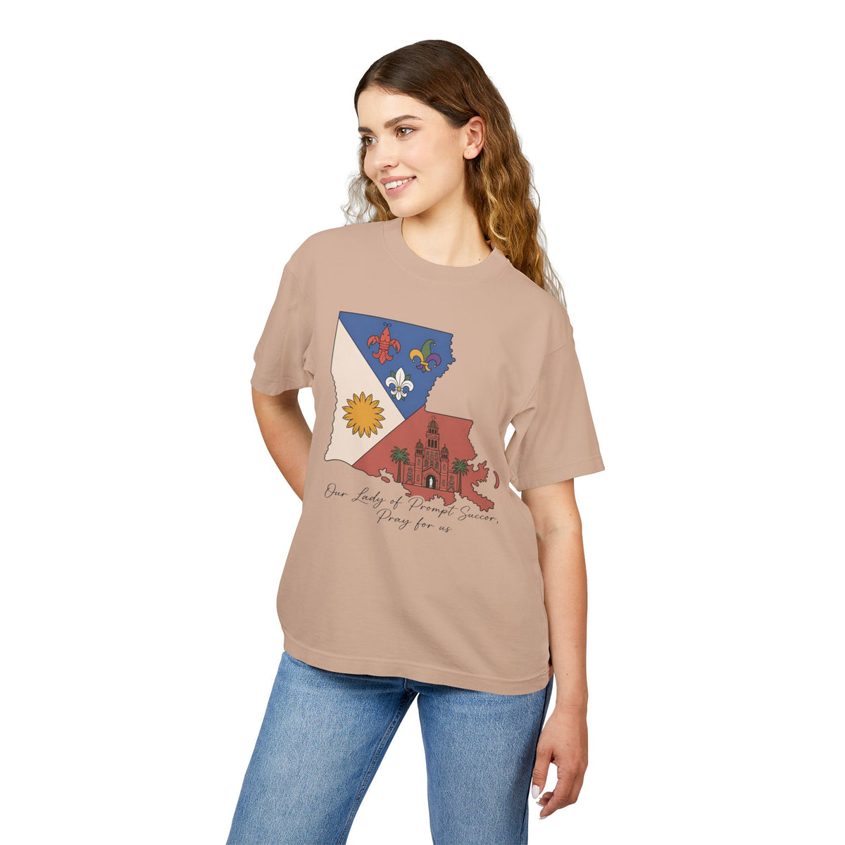 Louisiana Acadian Flag - 100% Cotton Boxy Tee