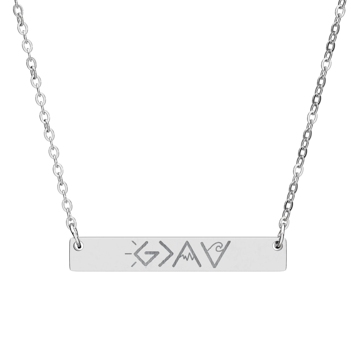 God is Greater… Horizontal Bar Necklace (Engraving)