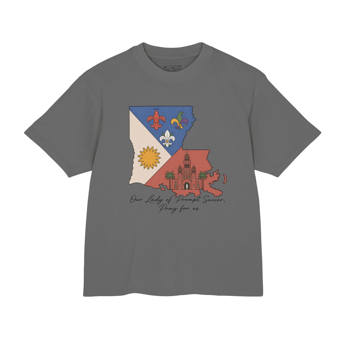 Louisiana Acadian Flag - 100% Cotton Boxy Tee