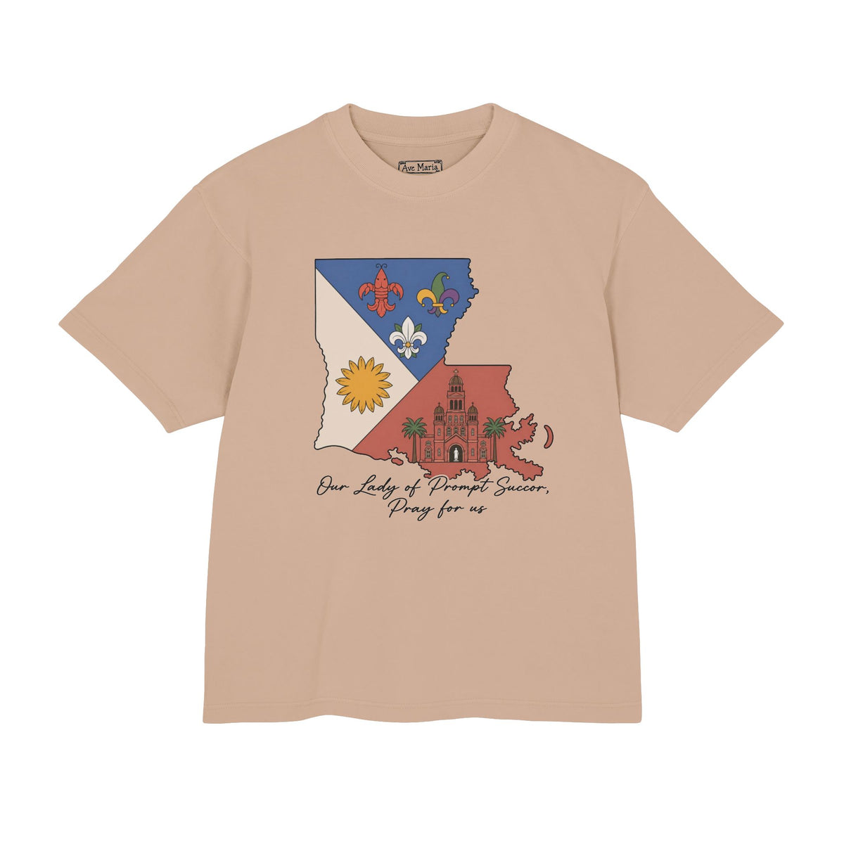 Louisiana Acadian Flag - 100% Cotton Boxy Tee