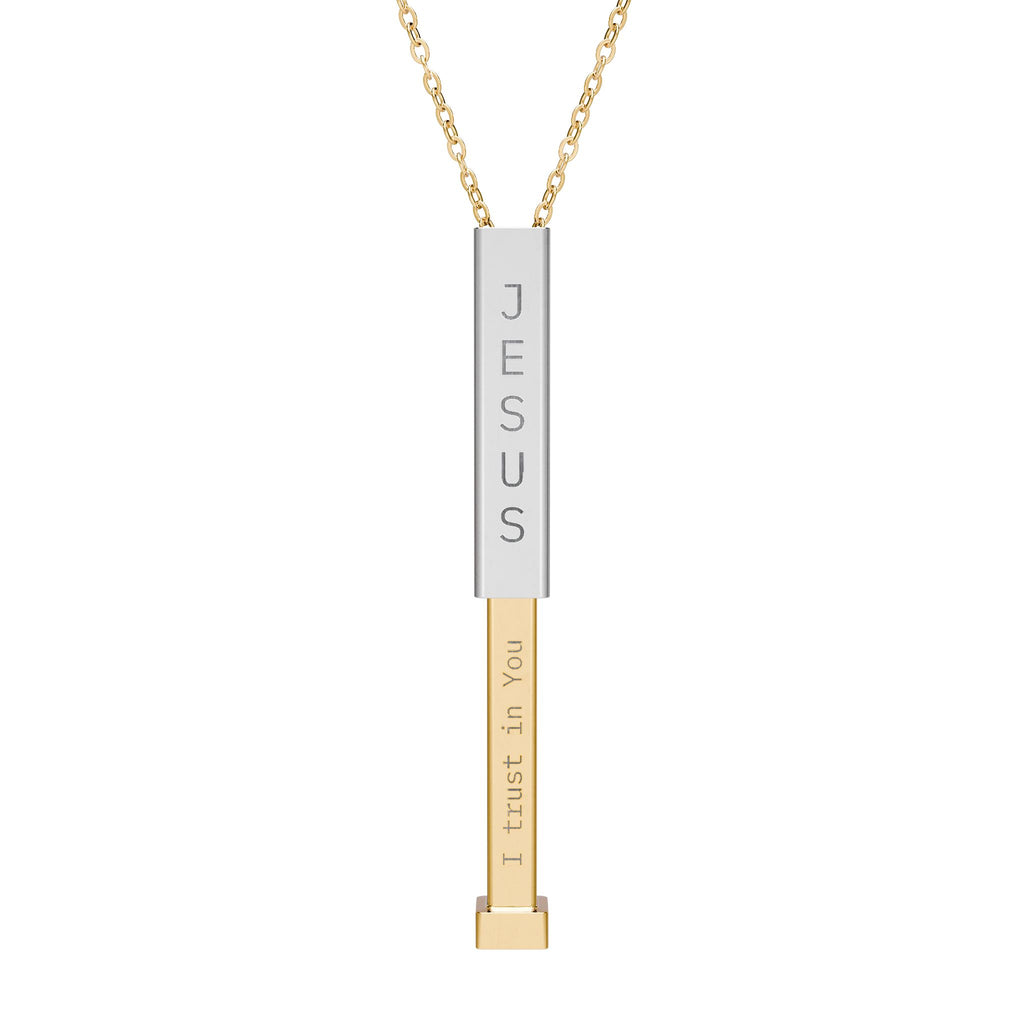 Jesus, I Trust in You- Sliding Bar Necklace (Engraving)