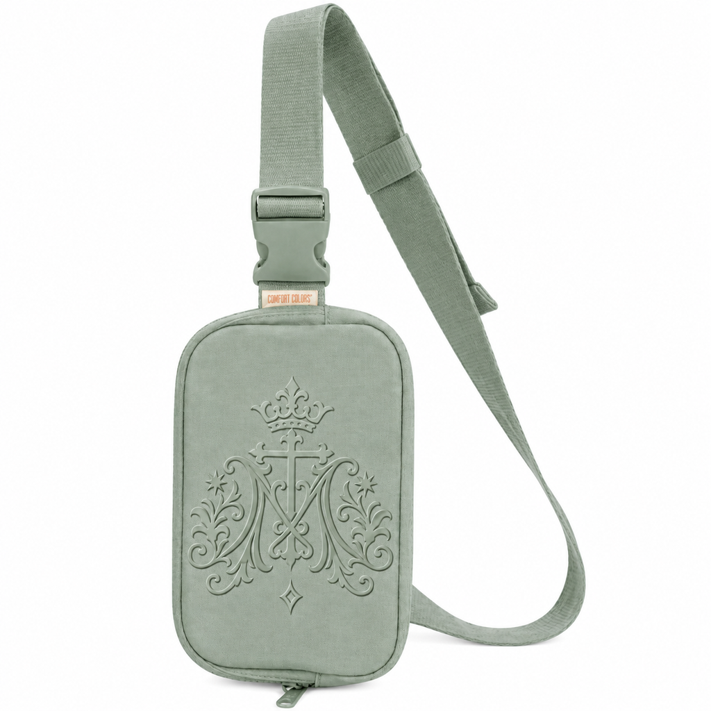 Embroidered Marian Monogram Explorer Sling Bag — Compact Crossbody Pack