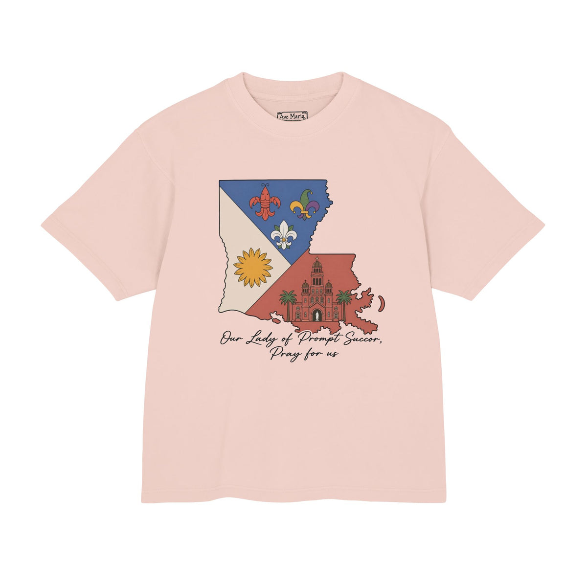 Louisiana Acadian Flag - 100% Cotton Boxy Tee