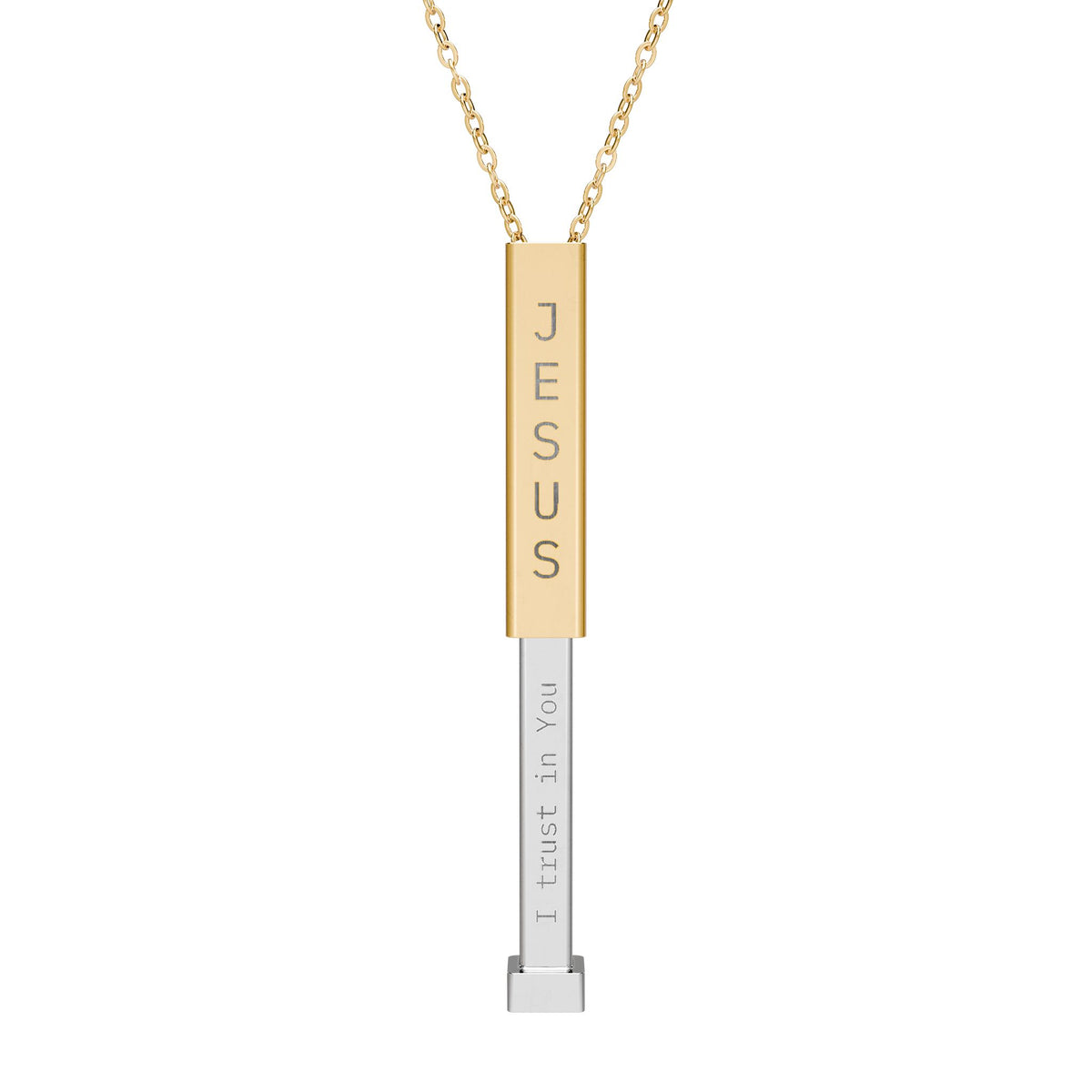 Jesus, I Trust in You- Sliding Bar Necklace (Engraving)