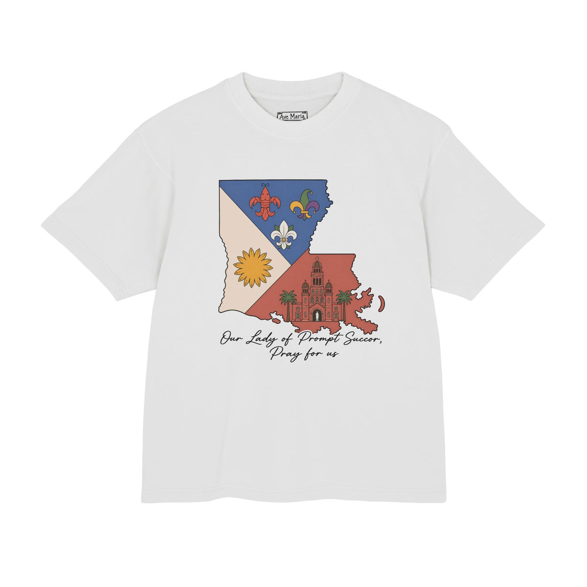 Louisiana Acadian Flag - 100% Cotton Boxy Tee