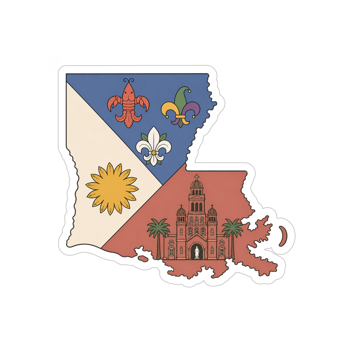 Louisiana Acadian Flag- Car Sticker