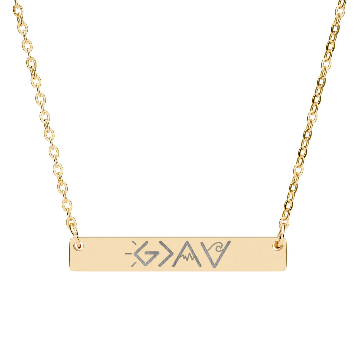 God is Greater… Horizontal Bar Necklace (Engraving)