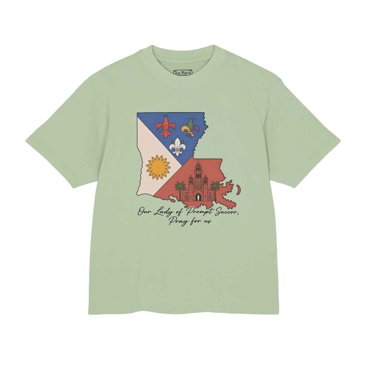 Louisiana Acadian Flag - 100% Cotton Boxy Tee