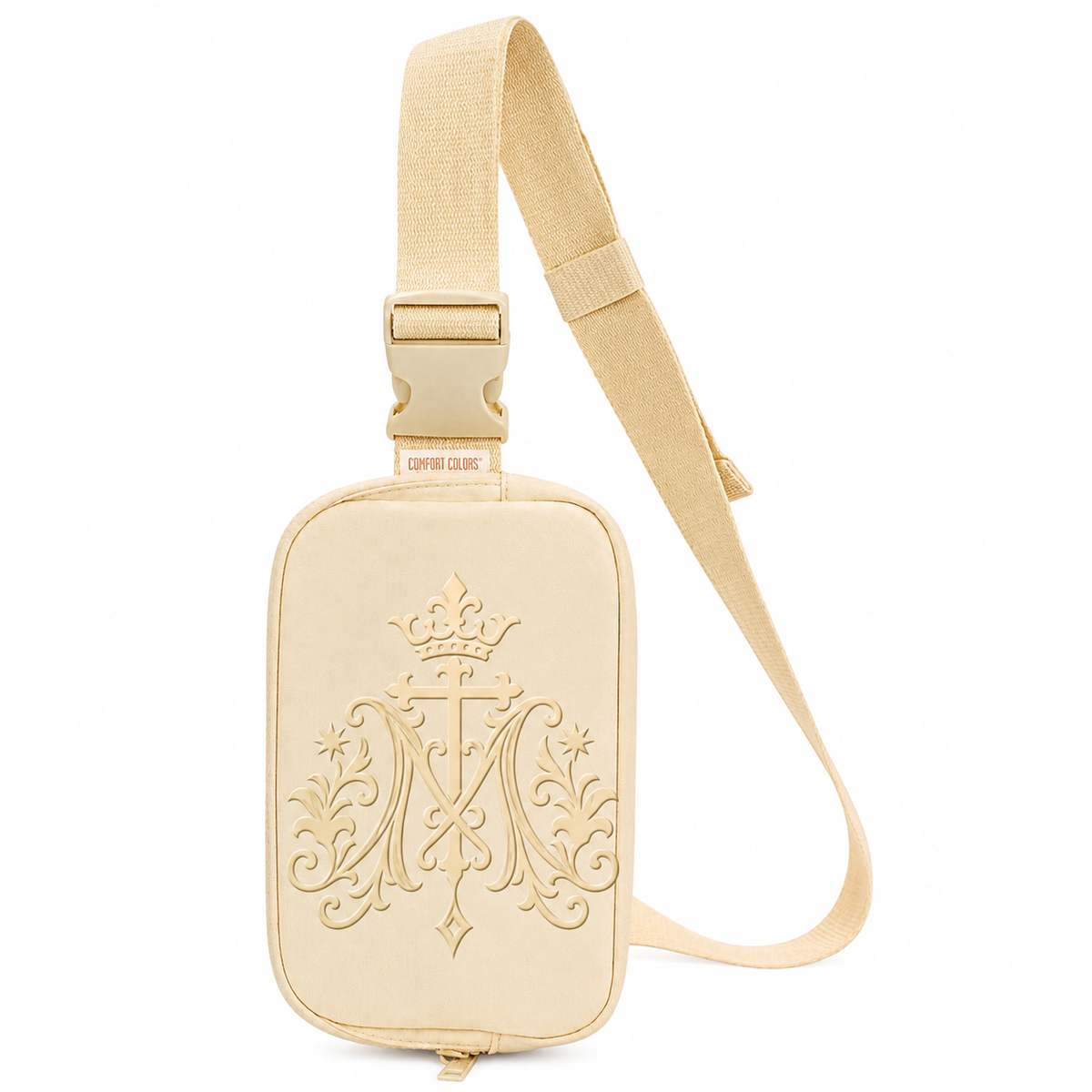 Embroidered Marian Monogram Explorer Sling Bag — Compact Crossbody Pack